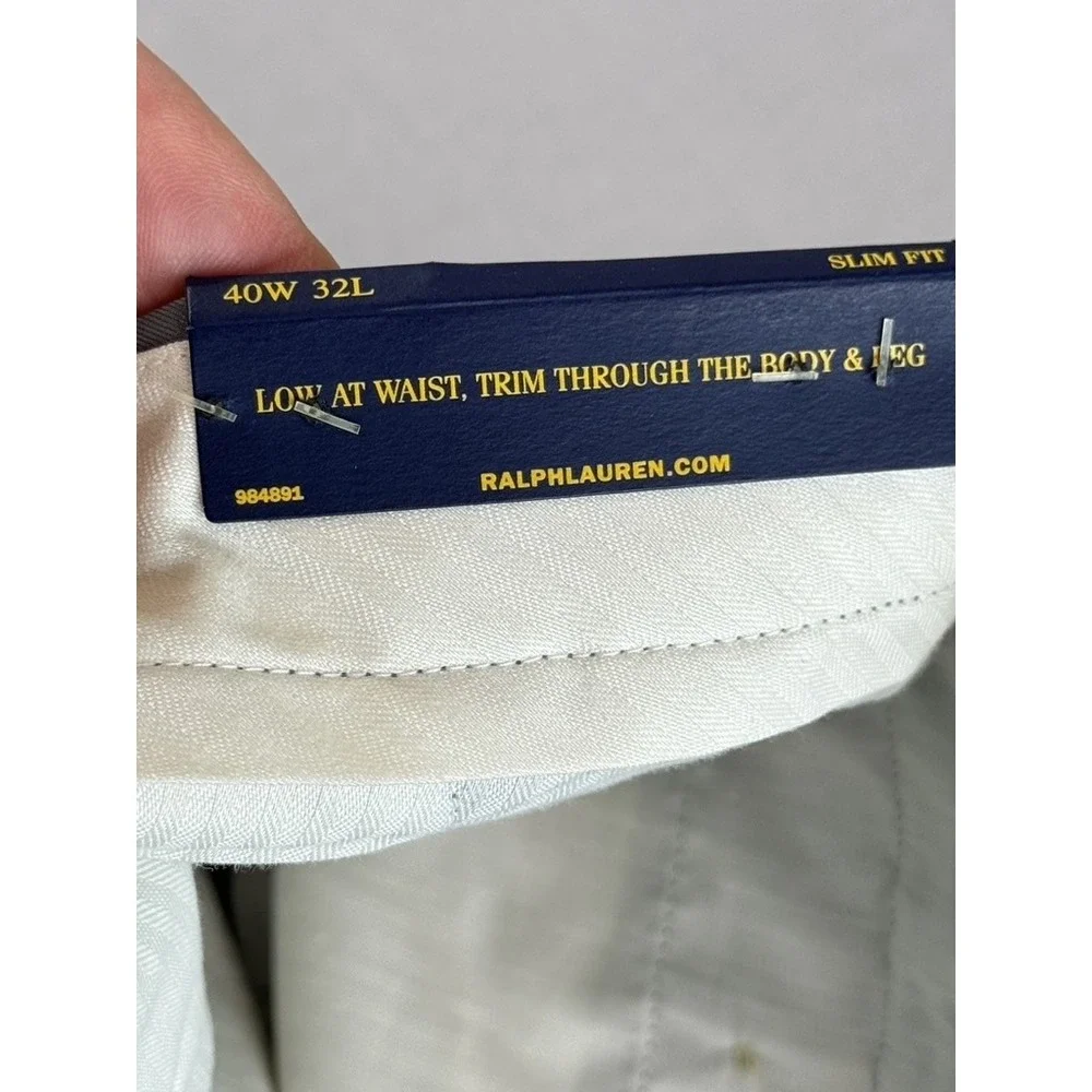 Polo Ralph Lauren Pants Mens 40x32 Gray‎ Slim Fit Marine Grey Chino Dress New